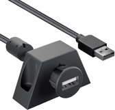USB-A Verlengkabel - USB 2.0 - Met 'Chassis' en montageframe - 2 meter - Zwart