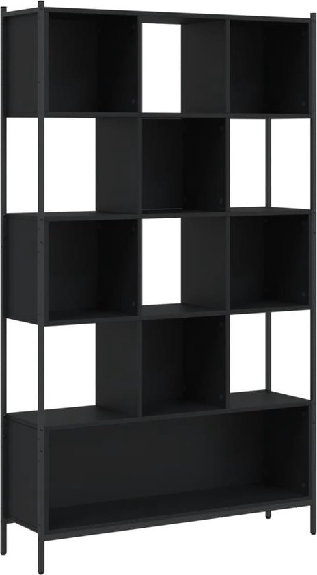 vidaXL - Boekenkast - 102x28x172 - cm - bewerkt - hout - zwart