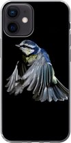 Telefoonhoesje Geschikt voor iPhone 12 hoesje - Vogels - Veren - Zwart - Siliconen Telefoonhoesje
