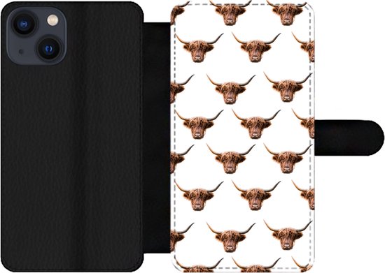 Étui pour téléphone iPhone 13 Bookcase - Highlander écossais - Vache - Motif - Avec poches - Étui portefeuille avec fermeture magnétique