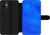 Bookcase Geschikt voor iPhone 12 Mini telefoonhoesje - Blauw - Abstract - Design - Met vakjes - Wallet case met magneetsluiting