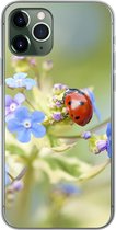 Geschikt voor iPhone 11 Pro hoesje - Lieveheersbeestje - Bloem - Lente - Siliconen Telefoonhoesje