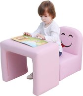 Fashion Life Kids Multifunctionele kinderstoel, stoel en tafel/kruk met grappig smile face voor jongens en meisjes (roze)