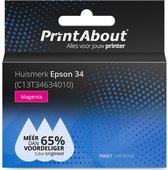 PrintAbout huismerk Inktcartridge 34 (C13T34634010) Magenta geschikt voor Epson