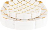 MATANA 40 Premium Vierkante Witte Plastic Borden met Gouden Patroon -2 Maten, 26cm & 18cm - Elegant & Herbruikbaar - Bruiloften, Verjaardagen, Kerstmis, Feesten