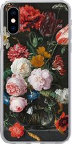 Geschikt voor iPhone X hoesje - Stilleven met bloemen in een glazen vaas - Schilderij van Jan Davidsz. de Heem - Siliconen Telefoonhoesje