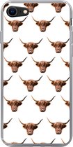 Telefoonhoesje Geschikt voor iPhone 8 hoesje - Schotse hooglander - Koe - Patroon - Siliconen Telefoonhoesje