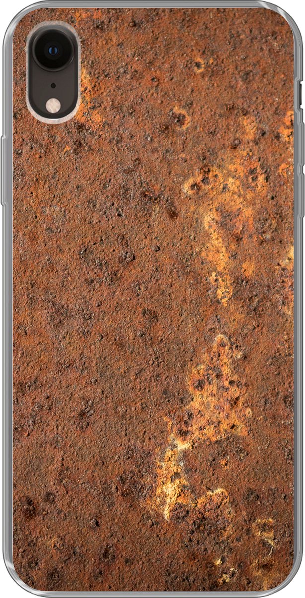 Telefoonhoesje Geschikt voor iPhone XR hoesje - Bruin - Oranje - Abstract - Vintage - Roest print - Patroon - Siliconen Telefoonhoesje Telefoonhoesje