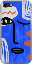 Geschikt voor iPhone SE 2020 hoesje - Gezicht - Blauw - Abstract - Siliconen Telefoonhoesje