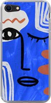 Coque pour iPhone SE 2020 - Visage - Blauw - Abstrait - Coque de téléphone en Siliconen