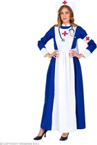 Widmann - Verpleegster & Masseuse Kostuum - Traditionele Verpleegster - Vrouw - Blauw, Wit / Beige - Medium - Carnavalskleding - Verkleedkleding