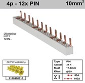 Sep kam pin 4 fase 12 polig 17,8mm gebogen grijs