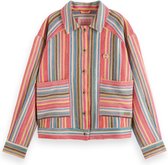 Scotch & Soda Short trucker jacket in multi colour stripe Dames Jas - Maat XL