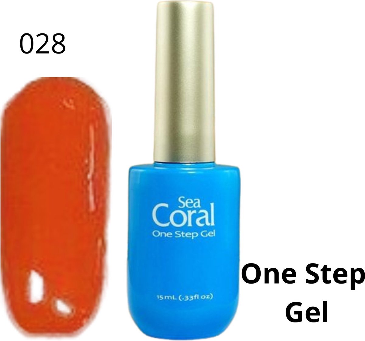 SeaCoral One Step No Wipe Gellak - Gel Nagellak - GelPolish – geen plaklaag - zónder kleeflaag, geschikt voor UV en LED – Oranje 028