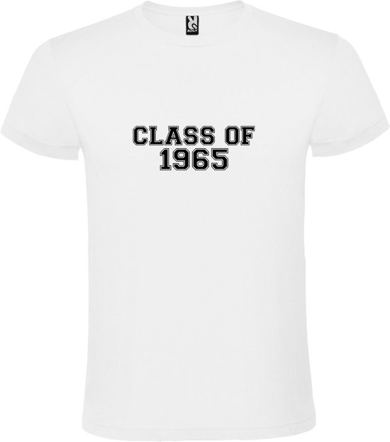 Wit T-Shirt met “Class of 1965 “ Afbeelding Zwart Size L