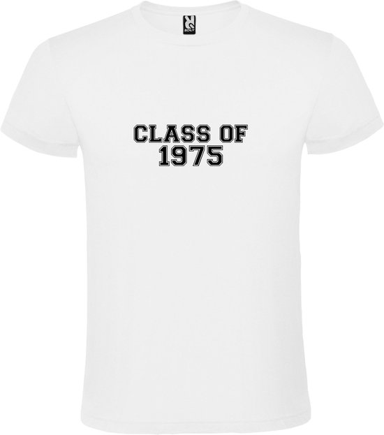 Wit T-Shirt met “Class of 1975 “ Afbeelding Zwart Size S