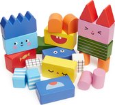 Kikkerland Stappel en mix bouw blokken - 22 blokken - hout speelgoed vanaf 2 jaar - Kinderspeelgoed
