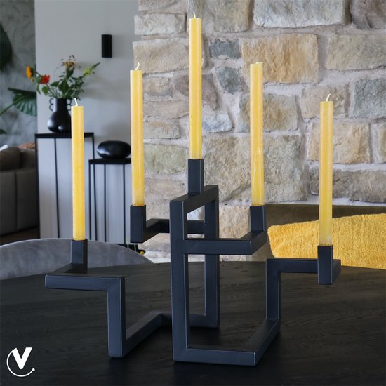 Set van 2 luxe kandelaars zwart met krans - Maison Sucre Web