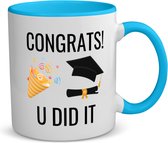 Akyol - congrats you did it koffiemok - theemok - blauw - Geslaagd - studenten - cadeau - geslaagd - student - gefeliciteerd - 350 ML inhoud