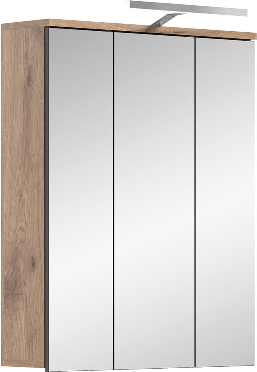 Mason spiegelkast 3 deuren met licht eik decor.