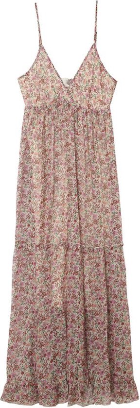 Beige bloemenprint maxi-jurk met V-hals Marion - Grace & Mila