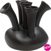 Vase en corne Assen | 5 cornes | Vase tulipe | Noir noir | L27 x L20 x H24 cm