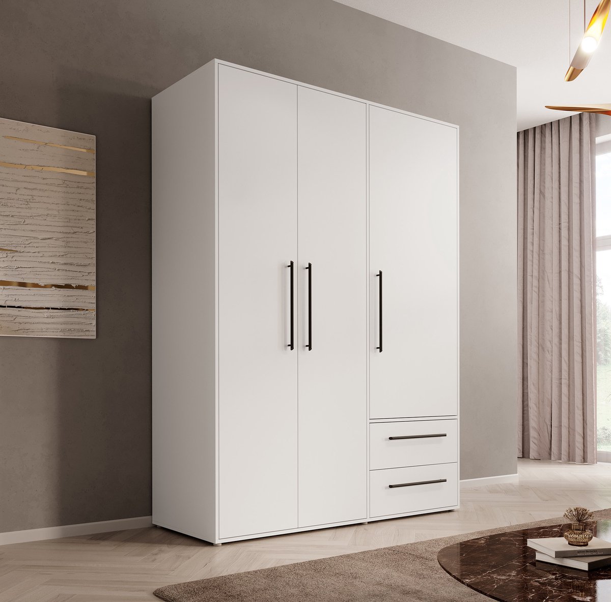 Meubella - Kledingkast Mayen - Wit - 145 cm