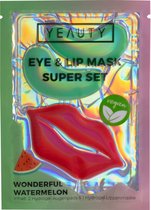 YEAUTY SUPER SET Wonderful Watermelon - OOG- en LIPMASKER - 1 set - Gezichtsverzorgingsset voor de ogen en lippen in één toepassing - watermeloen, hyaluronzuur en kokosolie