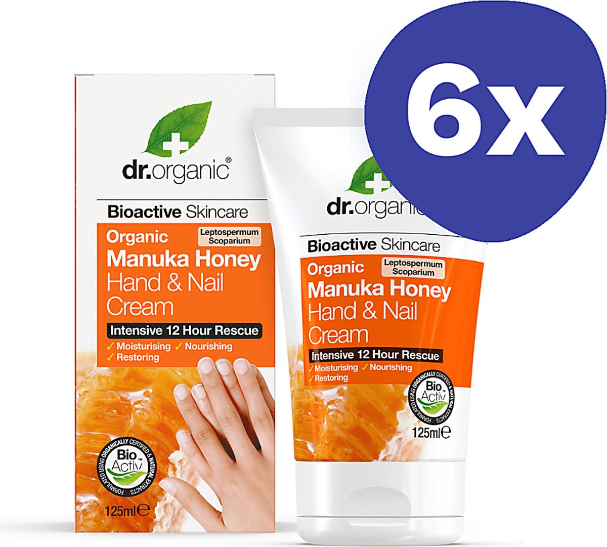 Dr Organic Manuka Honing Hand & Nagel Creme (6x 125ml)