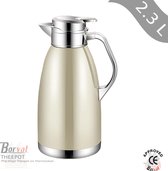 Borvat® - Thermos - Pichet isotherme en acier inoxydable - Café ou Thee - Garde les boissons froides et chaudes - Or - 2300 ml