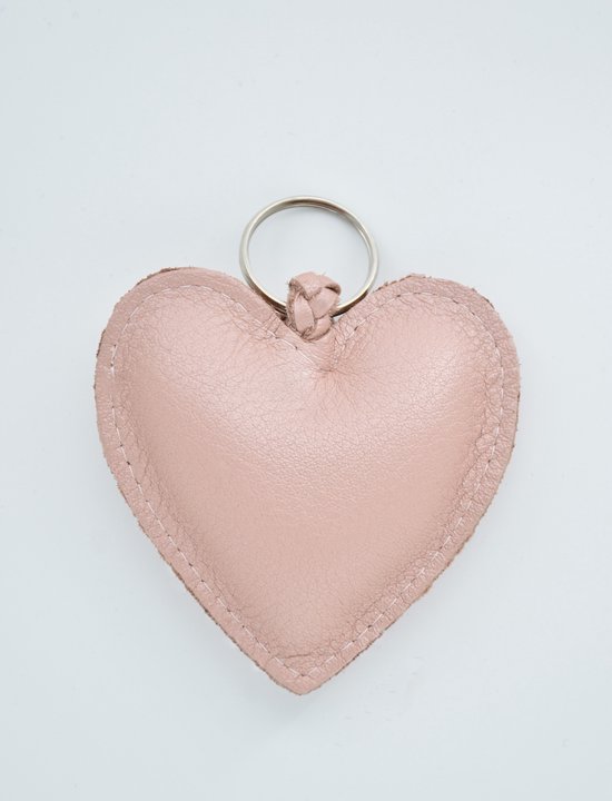 LittleLeather, Sleutelhanger hart, blush - tassenhanger - echt leder - handgemaakt - cadeau - accessoires - valentijn - moederdag - sinterklaas - kerst - schoencadeau - kerstcadeau