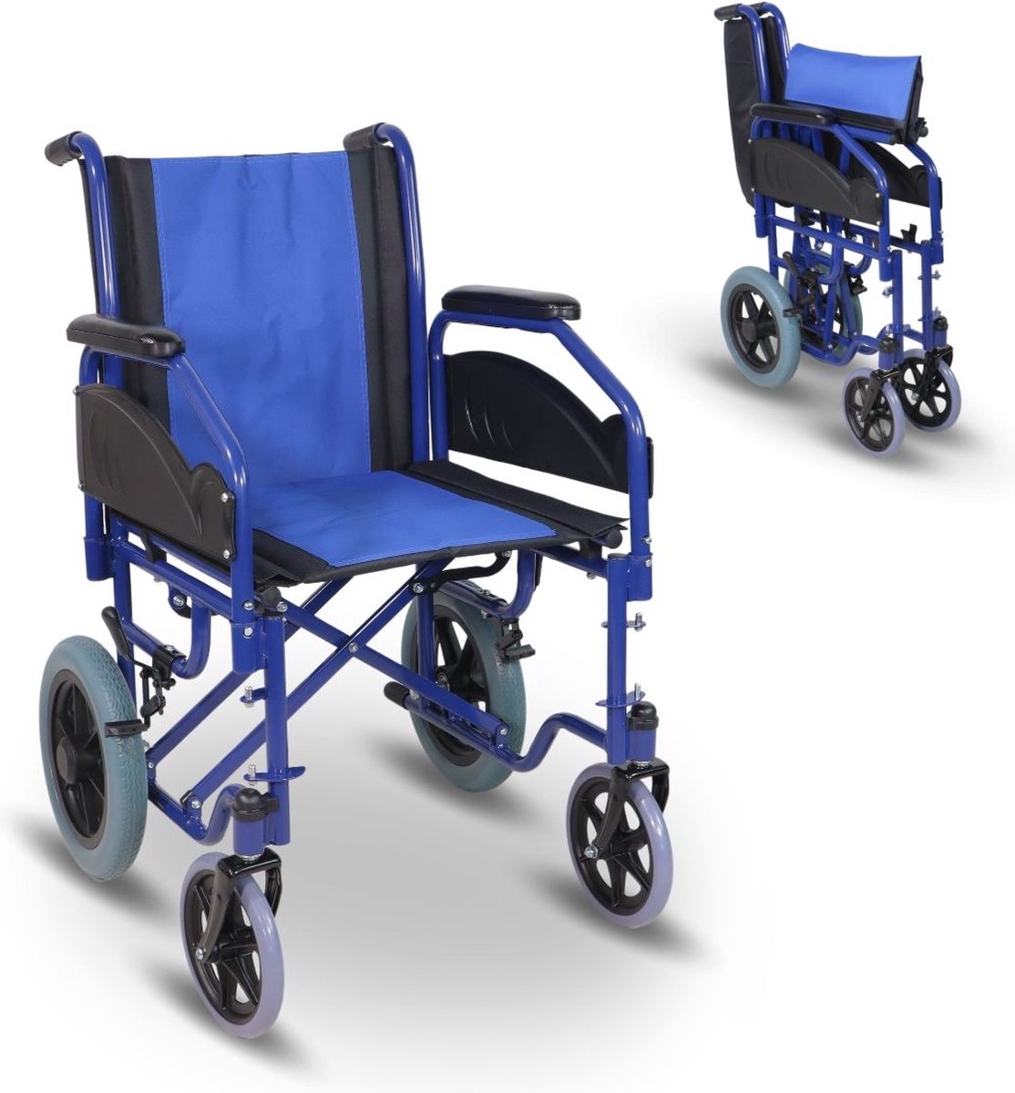 Goedkoopste Mobiclinic Maestranza - Opvouwbare Rolstoel - Met Verstelbare Voetensteun - 45 cm zitting - Inklapbaar - Afneembare armleuningen en voetsteunen - Zwart en blauw