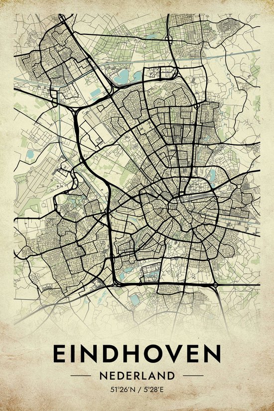 Eindhoven Affiche Vintage | Carte et plan d'Eindhoven | Carte Eindhoven | Affiche de la ville | 61x91cm | Décoration murale | Affiche murale | Convient pour l'encadrement