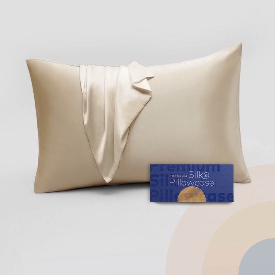 Slowwave Premium Silk Pillowcase - Kleur: Champagne - Ervaar het beste zijden kussensloop - 100% Mulberry zijde - 22 momme - Hoogste kwaliteit (grade 6A) - 60x70cm