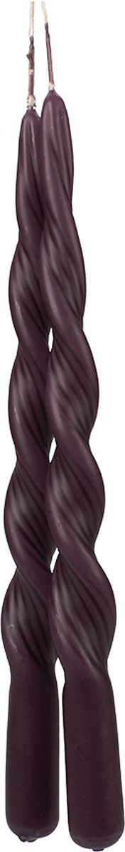 Branded by - Dinerkaarsen - twisted - violets - met een randje - paars- gedraaid - 2,2x30cm