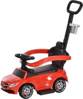 Kinderauto Kinderwagen Kindervoertuig Duw- En Houdstang Met Rugleuning/Beschermbeugel, Loopstoeltje Loopwagen Voor Baby'S 12-36 Maanden (Rood)