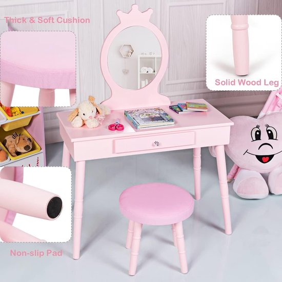 Janod Unicorn - Houten Kaptafel - Met Geheim Luik En 10 Accessoires Geschikt Vanaf 3 Jaar Janod Unicorn - Houten Kaptafel - Met Geheim Luik En 10 Accessoires Geschikt Vanaf 3 Jaar