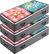 3 stuks Hoogwaardige Opbergboxen voor Onder het Bed -Ademend Non-woven Materiaal | Ruimte-optimalisatie Oplossing-diepgrijs 98*50*16CM