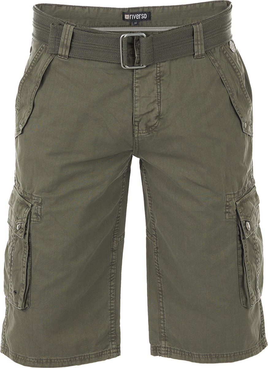 riverso Heren Short RIVAnton regular/straight Olijf W 46 Volwassenen Cargo shorts / korte broek