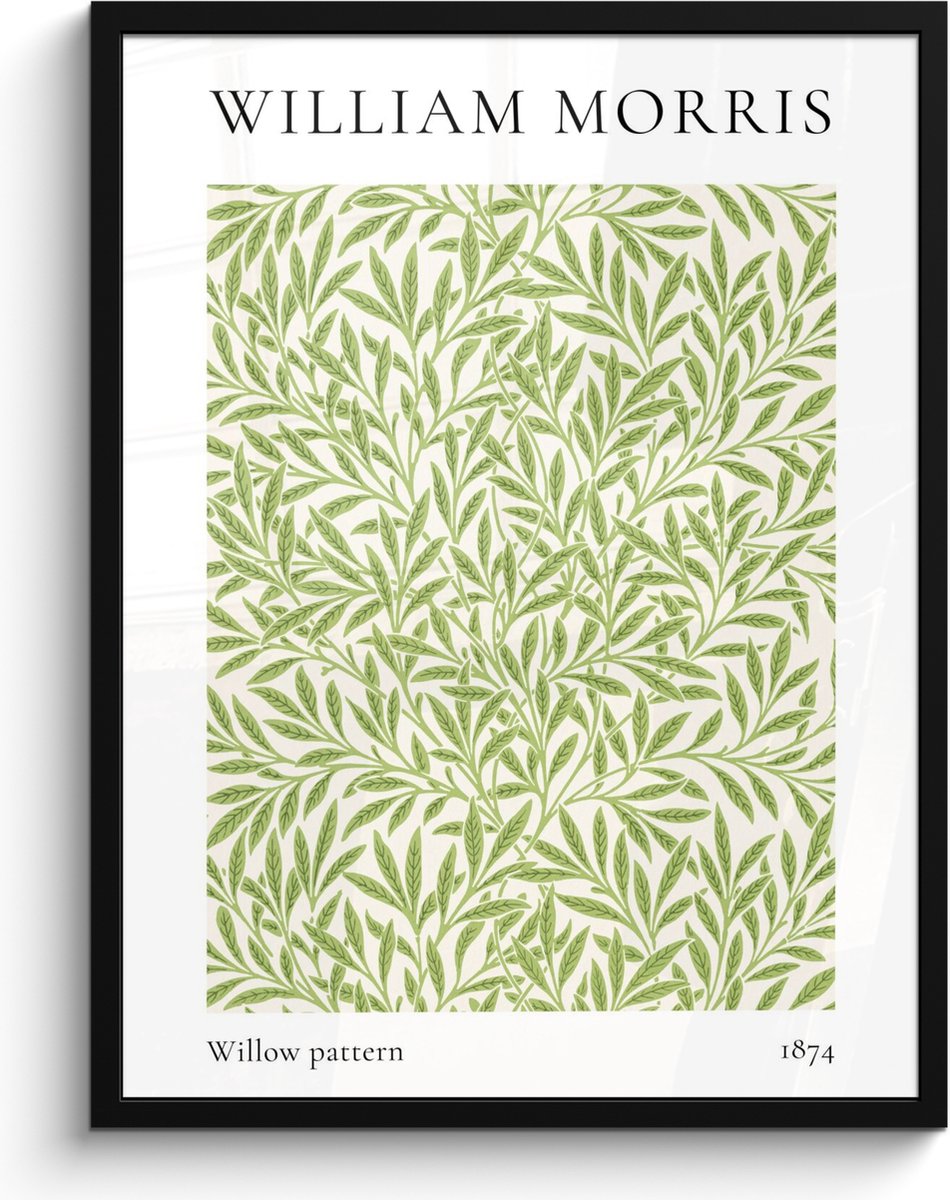 FrameYourWall Poster in lijst - Fotolijst 60x80 cm - Posters - William Morris - Willow pattern - Abstract - Natuur - Posterlijst zwart - Decoratie - Wanddecoratie woonkamer - Muurdecoratie slaapkamer