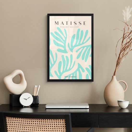 Cadre photo avec affiche - Cadre pour affiche 40x60 cm - Posters - Matisse - Feuilles - Blauw - Art abstrait - Décoration photo dans cadre - Décoration murale salon - Décoration murale chambre