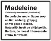 Madeleine Woordenboek Grappig Fotolijst met glas 50 x 70 cm - Cadeau - Kado - Schilderij - Muur - Verjaardag - foto - Poster - incl ophangsysteem