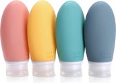Bol.com Siliconen reisflessenset 100 ml lekvrije hervulbare draagbare reiscontainers voor vullen met shampoo crème conditioner B... aanbieding