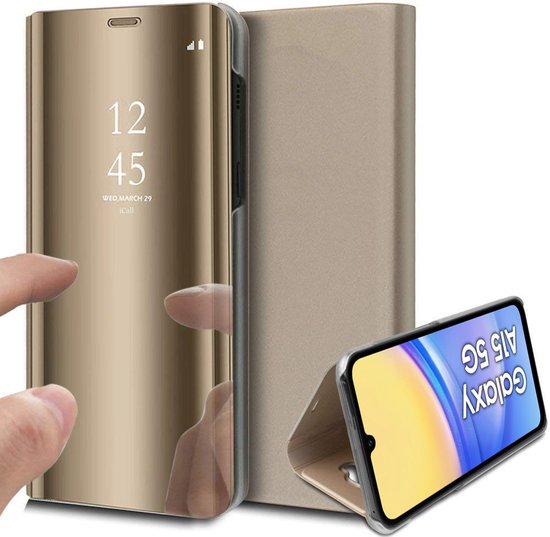 Hoesje geschikt voor Samsung Galaxy A15 - Spiegel Book Case Goud