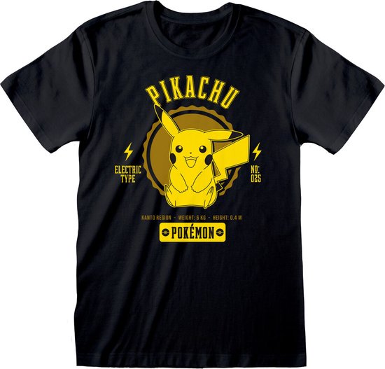 T-Shirt à Manches Courtes Pokémon Collegiate Picachu Zwart Unisexe - S