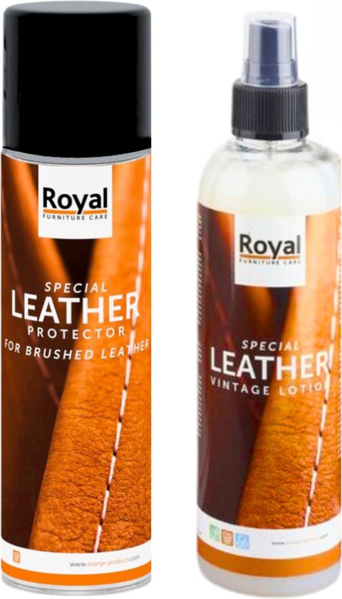 Royal Brushed Leather Protector Spray 250ml + Leather Vintage Lotion 250ml