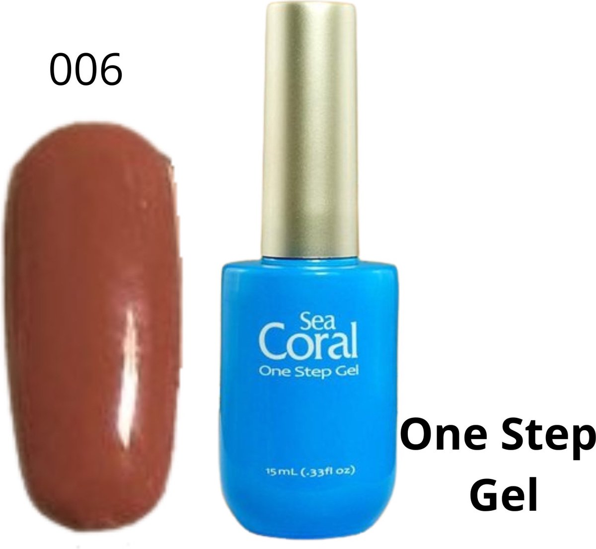 SeaCoral One Step No Wipe Gellak - Gel Nagellak - GelPolish – geen plaklaag - zónder kleeflaag, geschikt voor UV en LED – Bruin 006