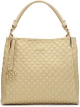 Large leather handbag with embossed pattern