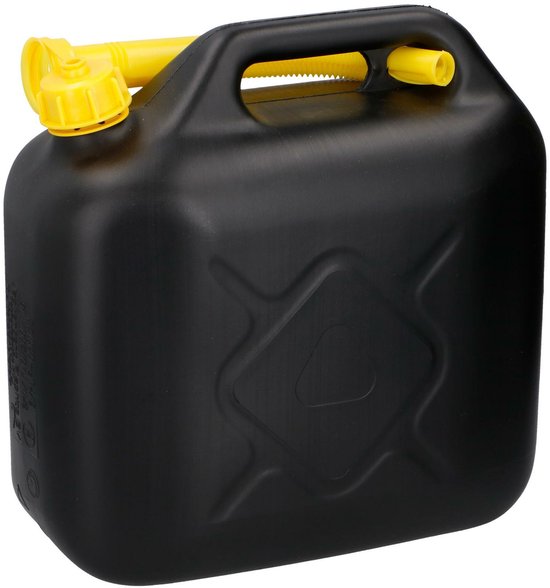Dunlop Jerrycan 10 Liter - Benzine en Water - UN-Gecertificeerd voor Gevaarlijke Vloeistoffen - Incl. Trechter/Benzineslang - Zwart/Geel