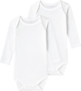 NAME IT NBNBODY 2P LS SOLID WHITE NOOS Unisex Body - Maat 56